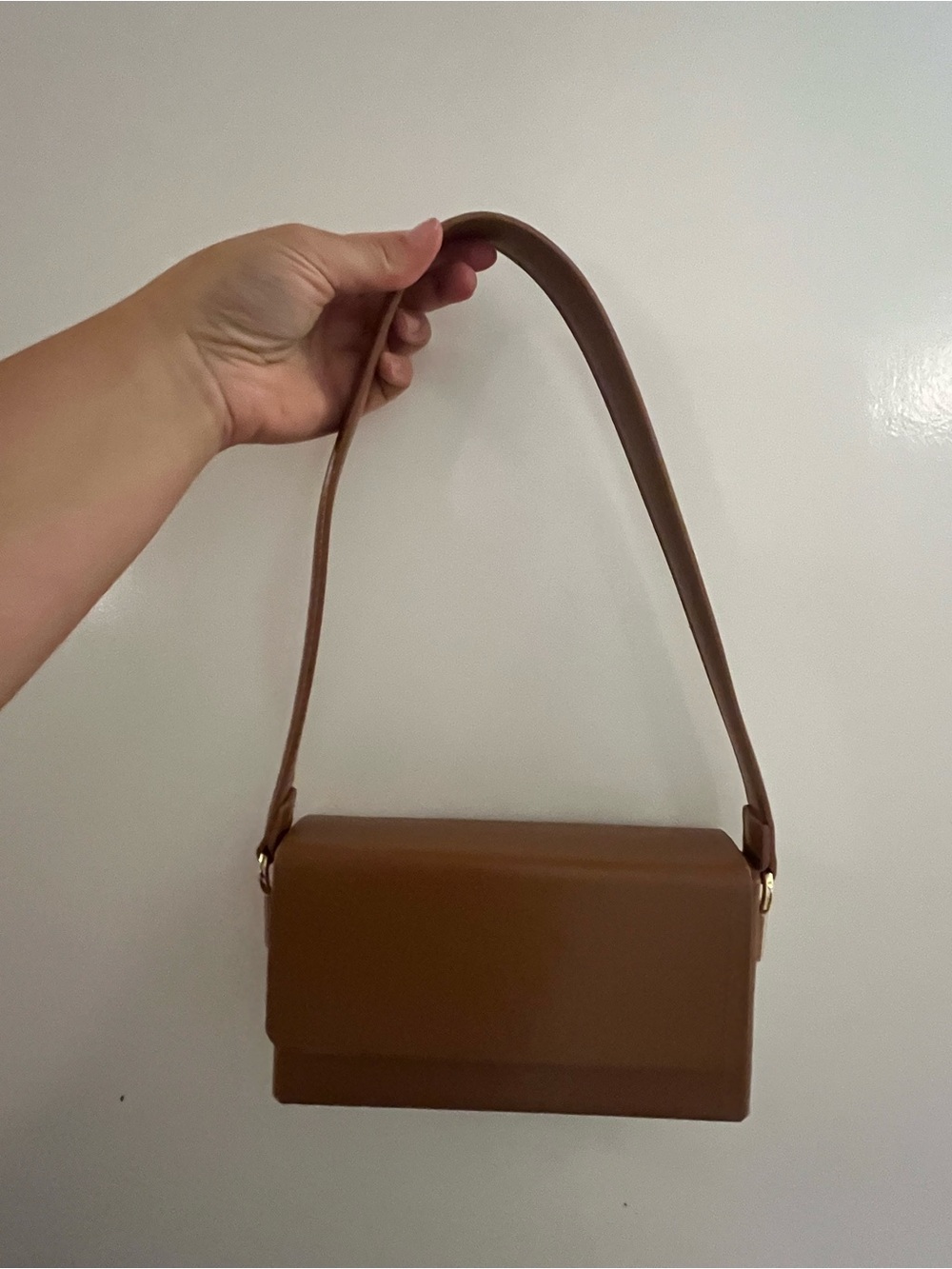 Structured Brown Top-Handle Shoulder Bag